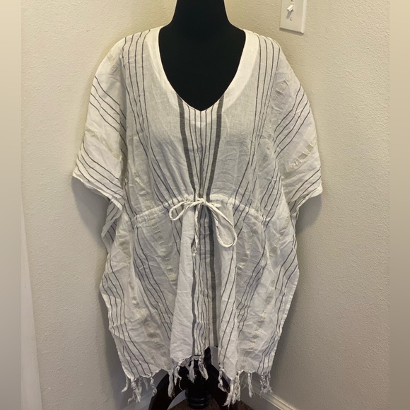 lascana Other - 2 FOR $20 Lascana White Tunic Coverup Fringe Metallic Size 8 10 M